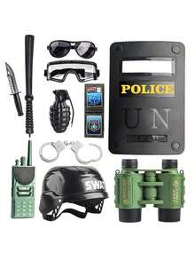 2026 New Costume Set - SWAT Costume Set - Children's Role Play Toys - Grenade - Handcuffs - Baton - COS Props - Parent-Child Interactive Toys - Birthday Gift - Easter Gift - Holiday Gift - Perfect Gift - Gift - Toy - Multicolor - View 4
