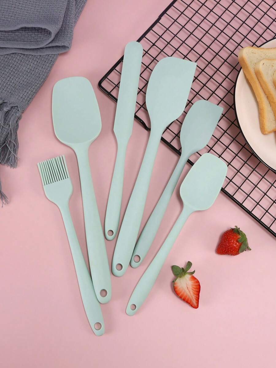 6pcs Silicone Cooking Utensil Set, Green Kitchen Tool Set - Multicolor - View 1