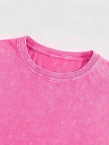 Halloween Retro Washed T-Shirt Scream Ghostface Heart Hands Graphic Tees Water Washing Print T-Shirt, Men's Vintage T-Shirt,Short Sleeves Crew Neck Top Tees, 230 Gram Cotton T Shirts, Holiday Gifts - Màu Hồng Tươi - Xem 3