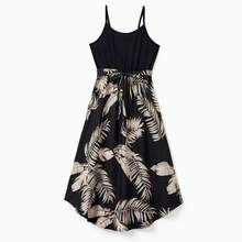 Family Matching Tropical Leaf Print Outfit Set: Dad Tee, Mom Dress, Kid Tee, Baby Romper - màu đen - Xem 3