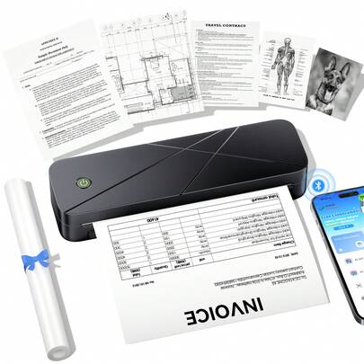  Phomemo A282M Portable Inkless Thermal Printers Wireless For Travel, Bluetooth Small Mobile Printer For Phone & Laptop & Home Use, Support 8.5" X 11" US Letter & A4 And Multiple Sizes Thermal Paper