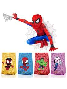 12pcs Passionate Hero Style Marvel Gift Bag, Children's Birthday Party Souvenir, Theme Party Gift Bag. - Multicolor - View 7