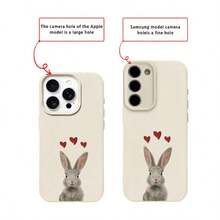 1pc TPU Material Cute Rabbit Heart Pattern Phone Case Suitable Compatible With Iphone 17 Pro Max/17/16 Pro Max/15/13/12/11, S20 FE/A15/S24/A55, Note 11/Note 12/Note 13 Pro, Full Coverage Anti-Drop Soft Protective Phone Cover - White - View 7