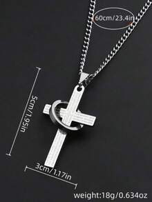 1件不锈钢十字架圆环吊坠项链，适合日常佩戴、派对和特殊场合送礼，朋克风格 - 彩色 - 查看 4