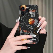 哑光篮球眼TPU手机壳，兼容苹果手机，适合作为情侣、女友、女儿、青少年的生日和圣诞礼物 - 黑色 - 查看 2