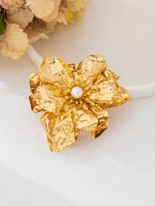 1pc Fashionable High-End Asymmetrical Ruffle Large Flower Brooch, Multi-Layer Petals Brooch Suitable For Women's Daily, Banquet, Party Wear - Flower Brooch - View 5