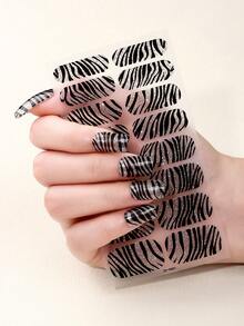 2pcs/Pack Spring/Summer Leopard Print Nail Stickers, Shiny Zebra Pattern Sweet & Cool Style Nail Decals, Easy To Use, Suitable For Women DIY Home Manicure - Multicolor - View 3
