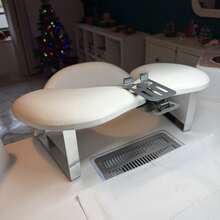 专业美甲手托带手机支架，可拆卸U型蝴蝶手垫，适用于美甲沙龙和家庭使用 - 白色 - 查看 8