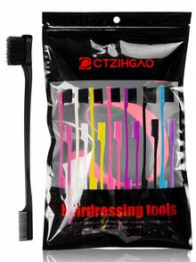 发际线梳 发际线梳 双面发际线梳 自然造型眉梳,女士顺滑修容双面发际线定型梳和造型梳套装 - 柔软尼龙刷毛,双面设计,轻松梳理和抚平毛躁碎发,专业美发沙龙造型工具,染发刷 - 彩色 - 查看 22