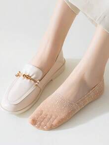 女士蕾丝短袜 防滑镂空柔软隐形透气薄款休闲船袜 - 彩色 - 查看 5