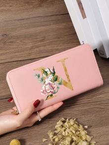 Fashion Women's Wallet, Simple And Portable Long Wallet, Vibrant Letter Printing Design, Lightweight And Durable, Suitable For Daily Use - Burgundy - View 28