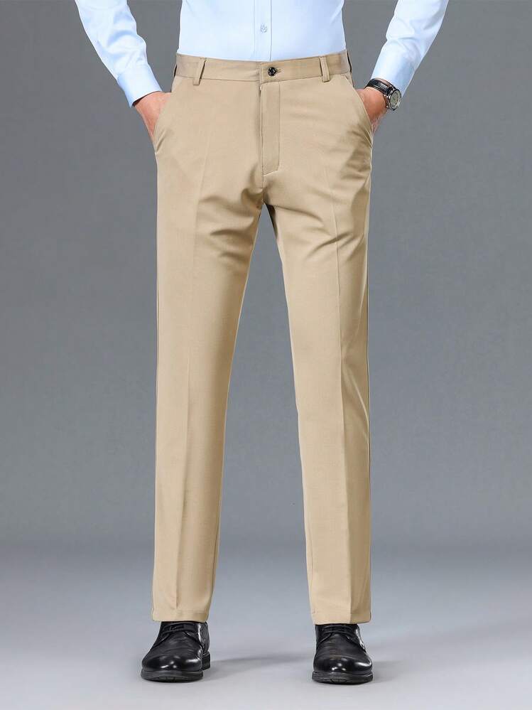 1 Piece Men's Pants Black Straight Pants Middle-Aged And Elderly Casual Pants Loose Breathable Business Work Pants Spring And Autumn Style Without Velvet - gừng - Xem 7
