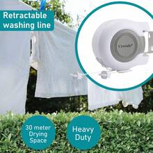 Crystals 30m Retractable Reel Clothes Lines – Twin Cable Wall-Mounted Washing Line - 布捲 - 查看 5