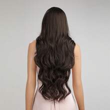 TOPSHE 28-Inch Women's Long Wavy Dark Brown Wig, High-Density Synthetic Heat-Resistant Fluffy Dyed Wig For Daily,Parties, Christmas Costume Role-Playing, Women's Christmas Gifts, Wedding,Music Festivals - Dark Brown - View 4
