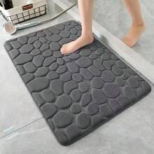 1pc Memory Foam Bath Mat - Embossed Cobblestone Velvet Bathroom Rug, Anti-Slip & Absorbent Quick-Dry Floor Pad For Kitchen, Laundry Room, Bedroom Decor, Machine Washable - Random Color - View 1