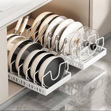 1 szt. Wytrzymały, wysuwany organizer na pokrywki garnków – do przechowywania pod szafkami, 7 regulowanych stalowych półek, oszczędzająca miejsce wysuwana półka, kompatybilna z garnkami, patelniami i pokrywkami – do kuchni, jadalni lub użytku domowego – łatwy w montażu organizer pod szafkami, organizacja kuchni, kompaktowa konstrukcja, solidna konstrukcja, idealny dla właścicieli domów - Wielokolorowe - Zobacz 11