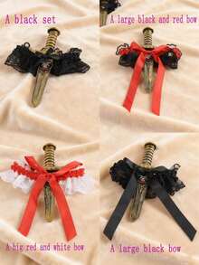 Carnival Easter Sexy Lady Black And Red Lace Bow Foot Covers, Pirate Foot Covers, Performance Ball Supplies, Sexy Leg Covers, Masquerade Ball Props Multi-Element Mixed Set Combination - Multicolor - View 5