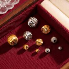 5颗6/8/10/12毫米波纹纹理球形圆珠金属隔珠，适用于珠宝制作、手链DIY饰品配件 - 珠 - 查看 6