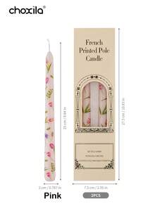 choxila 2pcs Printed Candles, Holiday Candles, Floral Print Long Handle Candles, Romantic European Smokeless Odorless Candles, Suitable For Weddings, Birthday Parties, Candlelight Dinners And Home Decor, Ramadan Gifts - Candle - View 8