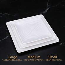 1pc New Threaded Square Plate/Nordic Series/Creative Design/10in, 12in, 14in Options/Scratch & Wear Resistant/Dessert Plate/Sushi Plate/Buffet Plate/BBQ Plate/Holiday Serving Tray/Elegant Photography Plate/Dishwasher - White - View 2