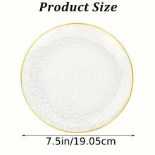 50pcs/Set Transparent Gold Rim Hammered Round Plates, 10.25" Large Plate, 7.5" Small Plate, Reusable And Easy To Clean Lovely Dinnerware, Suitable For Weddings, Birthdays, Family Gatherings, Outdoor Team Building, Schools, Back To School Events - View 2