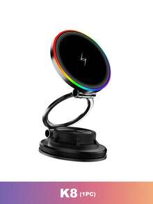 15W真空吸盘磁吸式无线充电器车载手机支架，360度旋转，兼容智能手机 - K8 - 查看 14