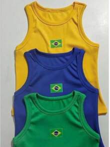 Women's Casual Ribbed Tank Top With Flag Print - Summer Copa Brasil - 綠色旗幟 - 查看 6