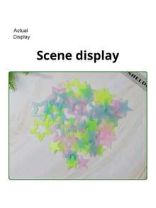 100pcs/40pcs Colorful Glow-In-The-Dark Mini Stars With 1pc Moon, Wall Sticker Star Decals, 3D Luminous Star Stickers For Bedroom Ceiling Wall Decor, Home Art Decoration (Moon Color Sent Randomly) - Multicolor - View 12