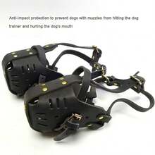 Bozal de perro de cuero duradero - Bozal de transpirable anti-mordeduras, adecuado para perros medianos y grandes - Negro - Ver 8