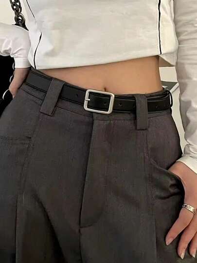 Nuevo cinturón elegante y delgado para hombres y mujeres, de material de PU - Cinturón sólido simple, casual y elegante, perfecto para vaqueros y vestidos, ideal para salidas casuales, bodas, citas, oficina, tiempo libre diario, accesorios para vestidos de noche