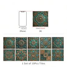 复古浮雕条纹瓷砖贴纸，自粘防水墙贴，适用于厨房和浴室 - A - 查看 10