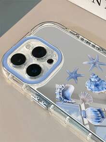 1 Stück Blau Muschel & Seestern Handy Hülle, PC Hartschale 1,5 mm 2-in-1 Rundum-Schutz Airbag Stoßfest mit kreativem perforiertem erhöhtem Kamerarahmen, tägliches Geschenk für Freunde & Freundinnen, geeignet für iPhone 17/17Pro/AIR/17PROMAX/16/16Pro/16PLUS/16PROMAX/15/11/12/13/14/16E/15Pro/14Pro/13Pro/12Pro/11Pro/15PROMAX/14PROMAX/13PROMAX/12PROMAX/11PROMAX - Verschiedenfarbig - Übersicht 5