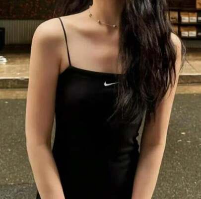 Nike 女士修身罗纹吊带连衣裙，秋季针织弹力紧身连衣裙