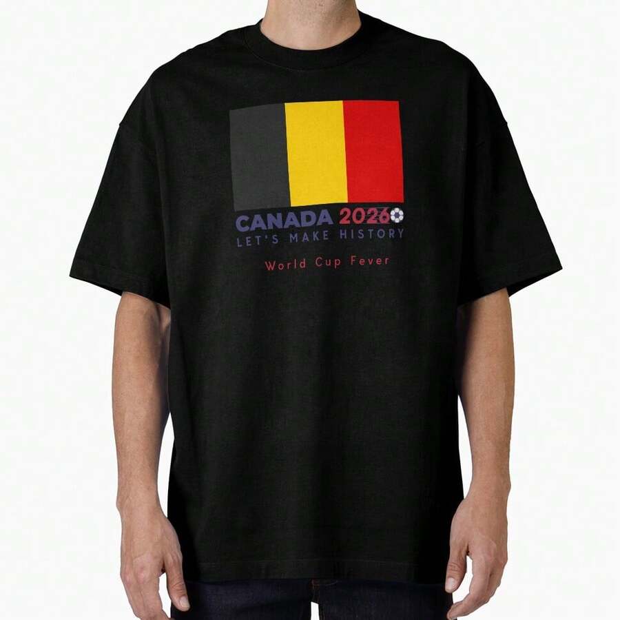 World Cup Canada Flag Belgie Americas Football. Oversized T-Shirt - Black - View 1