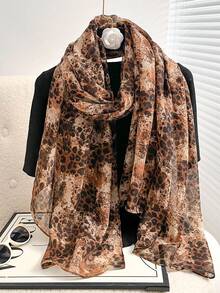 1条新款豹纹印花围巾，防晒围巾，沙滩围巾，女士沙滩度假披肩，防风拍照围巾，为您的造型增添亮点，也是一份节日礼物。 - 彩色 - 查看 13