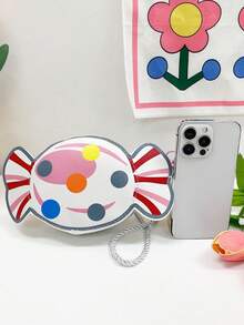 1 pieza Bolso de hombro mini de cuero sintético con cierre de cremallera, estilo lindo y adecuado para uso diario para niña joven - dulce - Ver 5