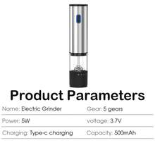 500mAh Rechargeable Electric Seasoning Grinder, Adjustable Coarseness, Automatically Grinds Pepper, Sesame, Cumin And Other Spices, Essential Kitchen Tool - Multicolor - View 10