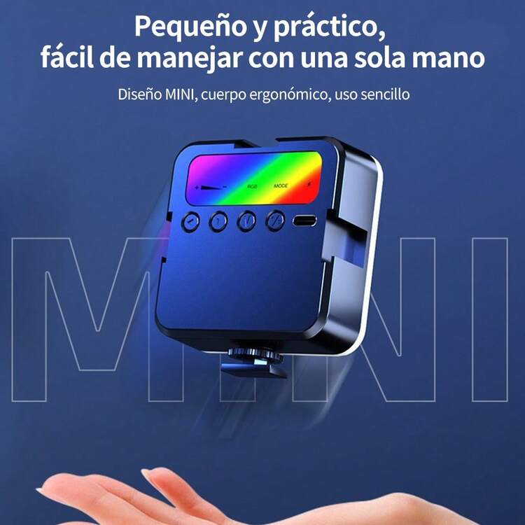Mini luz de relleno LED RGB, cilíndrica y de tamaño de bolsillo, adecuada para dispositivos como teléfonos móviles, iPhones, iPads y computadoras portátiles, y se puede usar para grabar videos, transmitir en vivo, vlogs y otros escenarios. - Negro - Añade 3