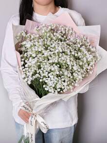 5/10PCS Artificial Gypsophila Breath Branches, PE Material, 4-Branch 12-Head Design, Ideal For Elegant Table Decorations, Weddings, And Seasonal Decorations. No Power Or Batteries Required. Suitable For Floral Decorations In Various Settings. - White - View 2