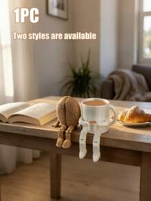 可爱的咖啡杯和咖啡豆造型摆件，带可活动腿 – 塑料材质桌面摆件，现代设计，非常适合咖啡角装饰，送给咖啡爱好者的趣味礼物，家居和办公室装饰，可爱的书架装饰，以及可收藏的活动摆件。 - 彩色 - 查看 1