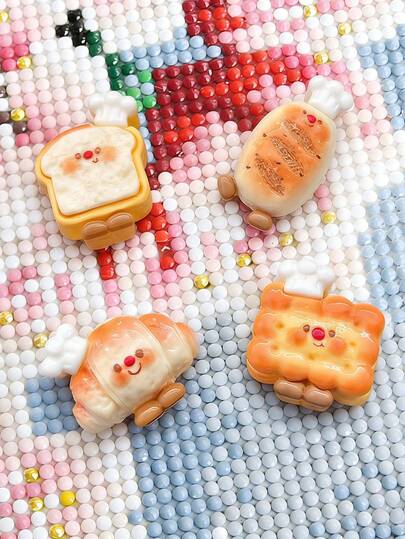4pcs Cute Bread Shaped Diamond Painting Positioner, Can Be Used As Refrigerator Magnets, New DIY Diamond Painting Tools