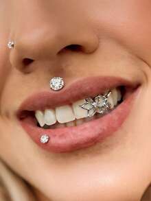 1件时尚花朵镂空牙套，适合万圣节派对、拍照和作为小礼物 - 彩色 - 查看 6