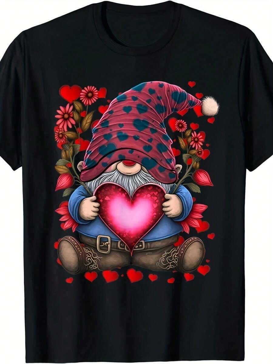 Maglietta retrò da uomo e unisex con design di nano e campo di girasoli - Maglietta grafica divertente per San Valentino, comoda, casual a maniche corte con stampa giocosa di nano, lavabile in lavatrice per l'uso durante tutto l'anno. - Grigio Chiaro - Visualizzare 1