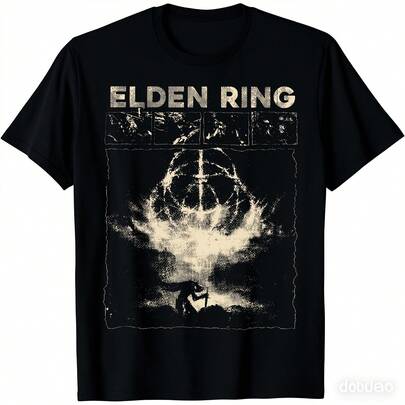Elden Lord Themed T-Shirt - Unisex Casual Round Neck Gamer Shirt With Iconic Print, Machine Washable Suitable For Him/Her, Gift For Gamers, Year-Round Wear For Everyday Or Themed Events Clothes Men Men-Clothing New Year 2026 Streetwear Men Streetwear Men Funny T-Shirt For Men Men Tops New Gifts Clothing Aesthetic Clothes Funny Gift Men's Clothing Brands T Shirt Men 2026 100% Cotton 1PC 180g