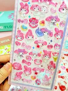 Pegatinas de gato de dibujos animados lindos - Pegatinas de material PVC resistente al agua y duradero, adecuadas para botellas de agua, cuadernos, teléfonos, monopatines, guitarras, equipaje, álbumes de fotos y cascos | Diseño de gato optimista - Multicolor - Ver 5