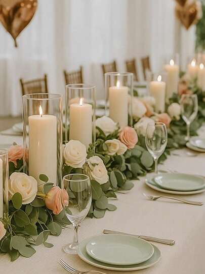 1Pc Glass Cylinder Vases, Hurricane Candle Holders For Pillar Or Floating Candles, Tall Clear Vase For Centerpieces, Round Vases For Wedding Anniversary Events Home Table Decor Home Decor Room Decor Flower Vase Glass Vase