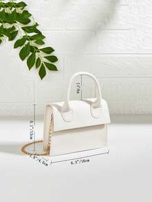 Children's Matte Fashionable Versatile Minimalist Chain Handbag - White - View 3
