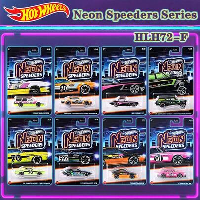 Hot Wheels 霓虹飞车系列 - 儿童合金玩具车 - 1:64 比例压铸车模收藏 - 保时捷/道奇挑战者/大众/CR-X/福特 - 新年礼物 - 生日礼物 - 收藏家的理想之选 - 收藏车 - 男孩圣诞节和生日礼物