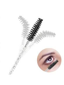 300/100/50/1 Disposable Eye Black Stick, Crystal Eyebrow Bobbin Brush For Extending Eyelashes, Black Mascara Brush - Multicolor - View 3