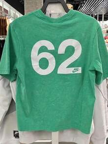 Nike Camiseta casual de manga corta con efecto teñido anudado y desgastado, de punto transpirable de otoño para mujer - Verde - Ver 4